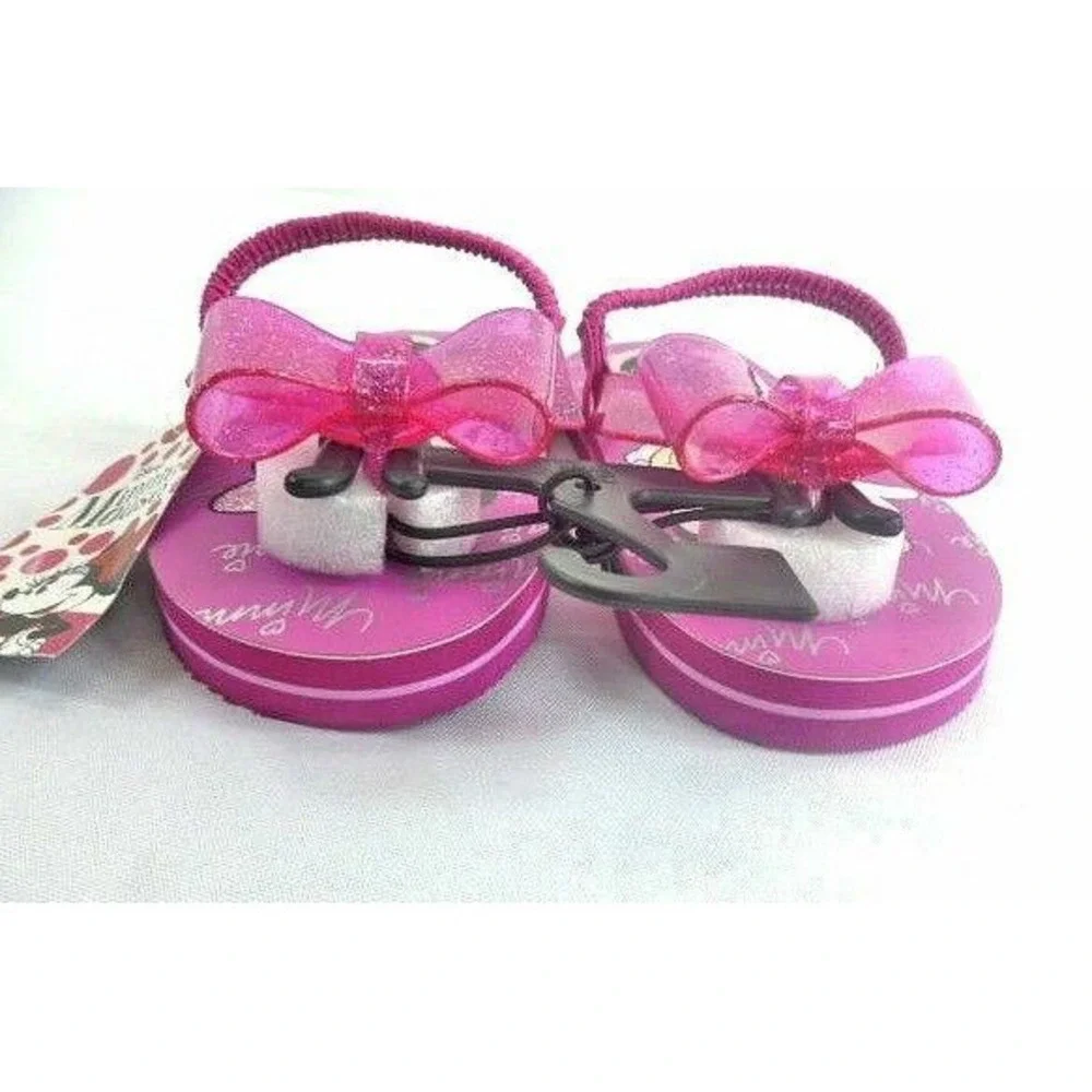 Disney Minnie Mouse Sandals Toddler Girls Size Small 5-6 Pink Flip Flops‎ NEW